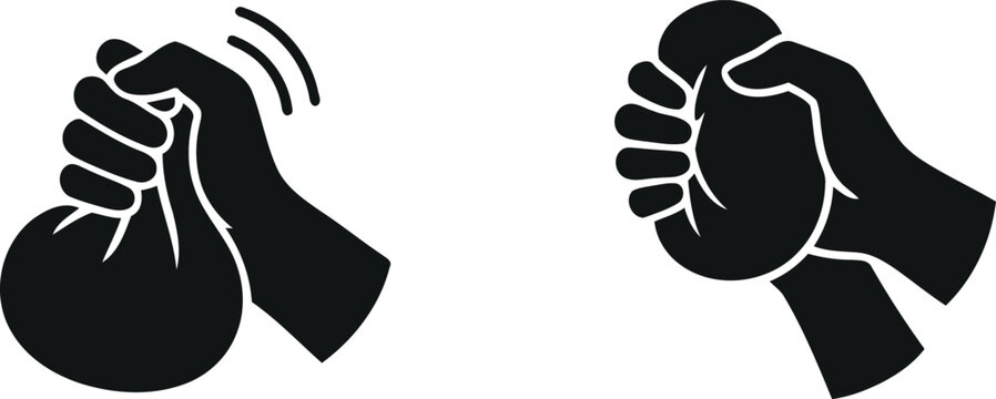 Hands wringing and squeezing cloth material or laundry graphic symbols