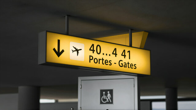 Airport directional signage for gates 40 and 41
