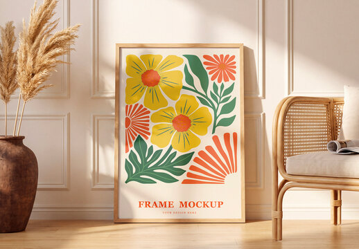 Wooden Frame Poster Mockup