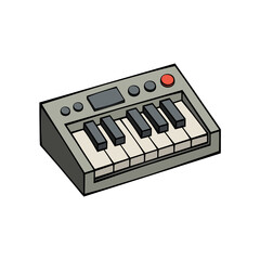 Compact electronic synthesizer midi keyboard music instrument vector illustration icon isolated on transparent background for audio production equipment concept © Muhammadferi