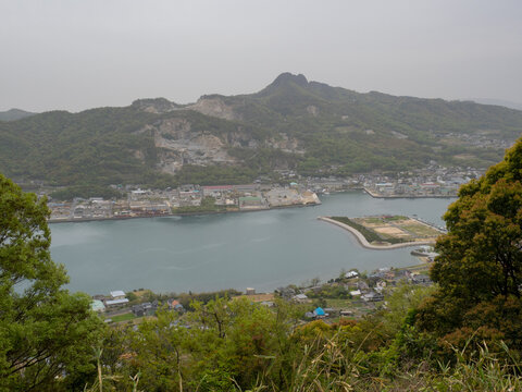 Scenic view from the top of Mount Yashima of the old Genpei War battlefield, the site of Yashima Battle - Takamatsu, Kagawa prefecture, Japan