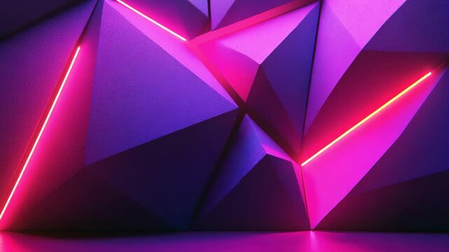 Neon purple geometric abstract background, selective focus