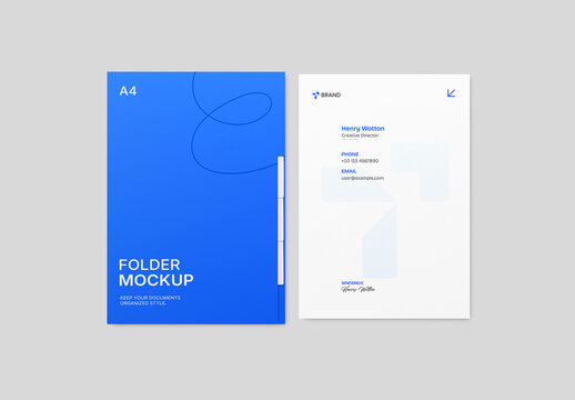 Blue A4 Folder Mockup with Letterhead