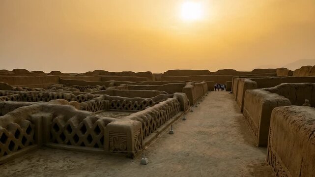 golden hour in chan chan ruins city peruvian desert video timelaspe