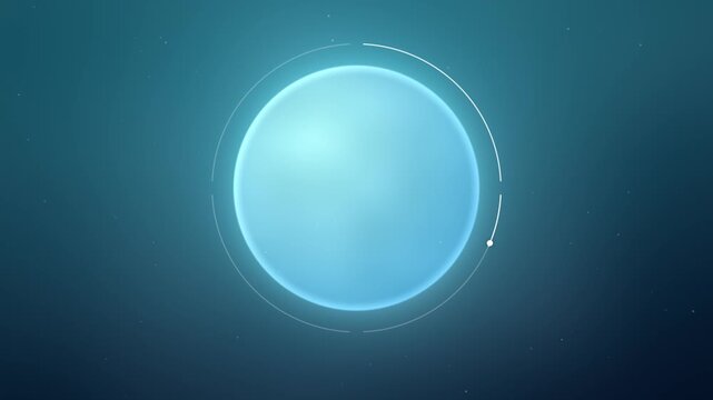 Soft blue sphere swelling and shrinking in a four-arc ring for guided breathing, seamless loop