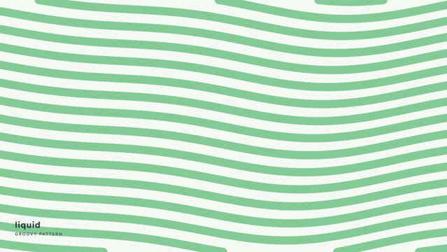 Repeating pattern of parallel wavy lines in sage green and off-white, horizontal flowing stripes background