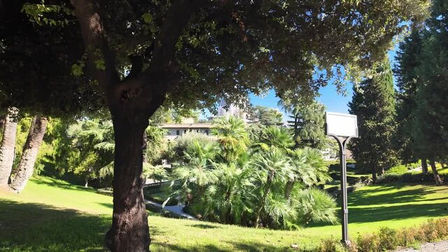 Vatican gardens overlooking saint peter basilica dome in rome