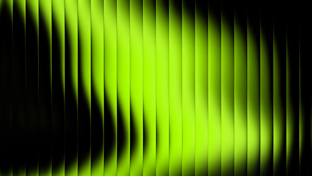 Abstract lime green ribbed glass background for modern interior design and digital graphic projects.