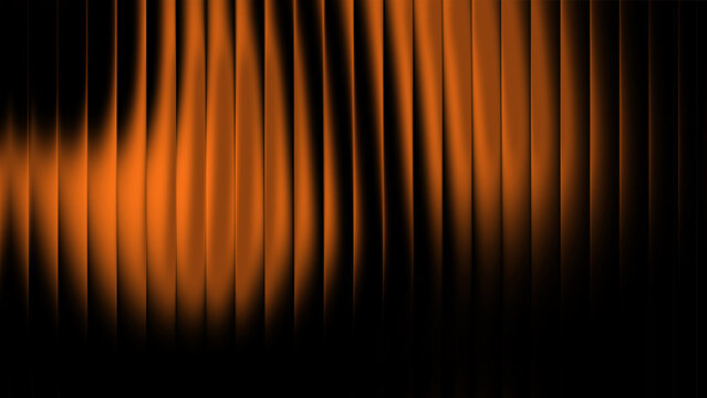 Abstract orange and black 3D ribbed glass texture background for architectural design and digital wallpaper