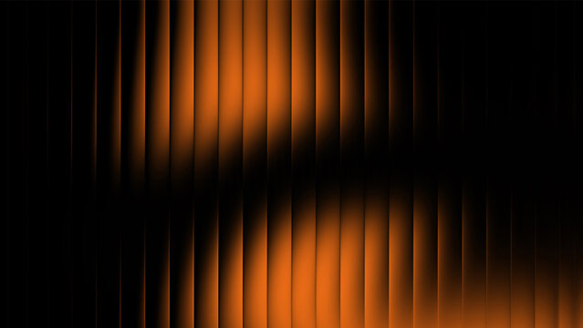 Abstract orange and black 3D ribbed glass background texture for modern design and digital wallpaper