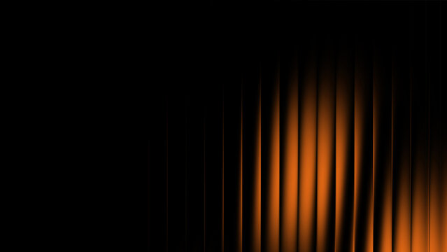 Abstract orange and black ribbed glass 3D fractal background for modern interior design marketing and digital website wallpaper