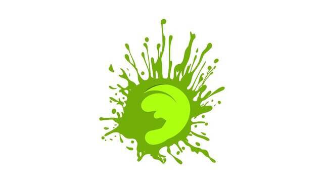 Animation of green splatter with smiley face