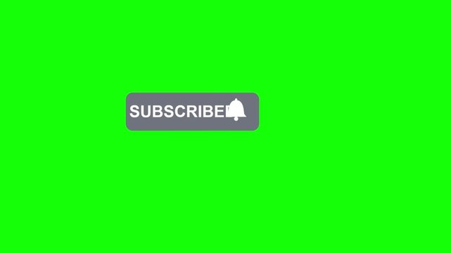Computer mouse cursor clicking a subscribe button on a bright green digital screen background