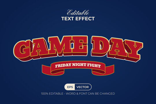 Game Day Editable Varsity Text Effect Sport 3D Style.