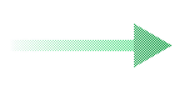 Halftone Green Arrow Isolated on Transparent Background