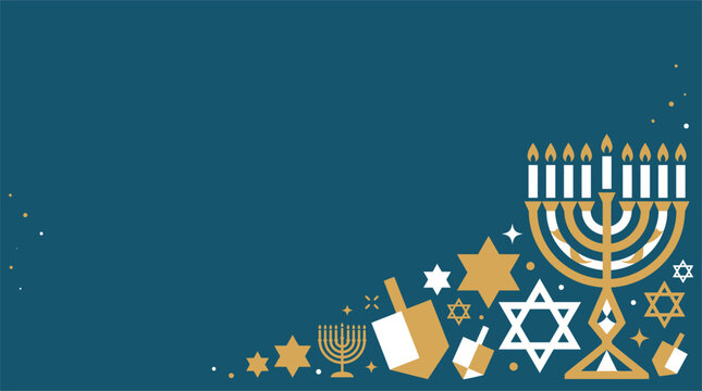 A beautiful hanukkah background vector illustration featuring traditional symbols including a menorah dreidel star of david and festive decorations perfect for holiday