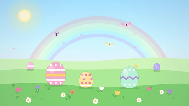 Seamless Loop Easter Eggs Rainbow Spring Animation