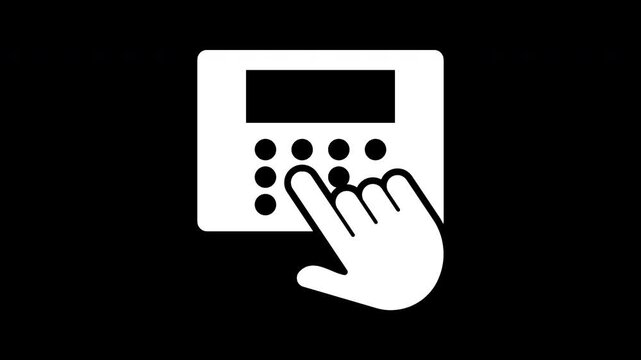 White hand with an extended finger taps a digital keypad in a smooth upward and settling motion featuring input interaction device access technology motion graphics fo, high quality video footage