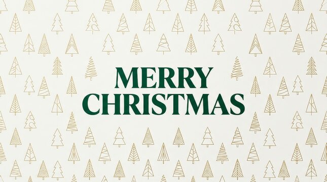 Merry Christmas greeting with winter trees pattern