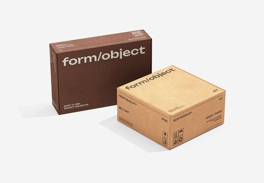 Tall And Flat Boxes Side By Side Mockup For Branding And Packaging Design