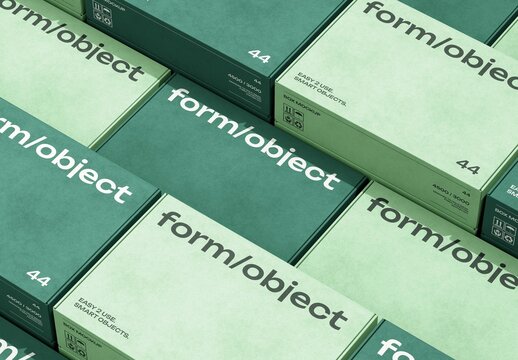 Staggered Shallow Boxes Layout Mockup For Branding And Packaging Design
