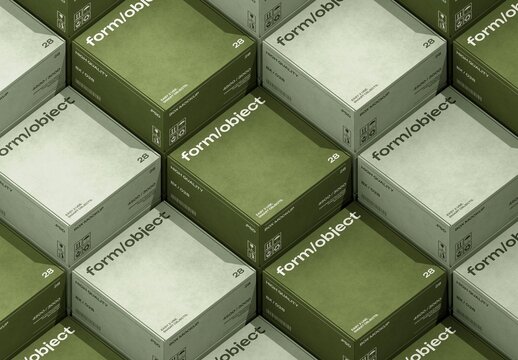 Isometric Diamond Boxes Layout Mockup For Branding And Packaging Design