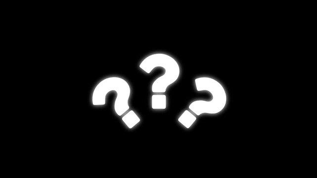 White animated question marks on a black background 4K video