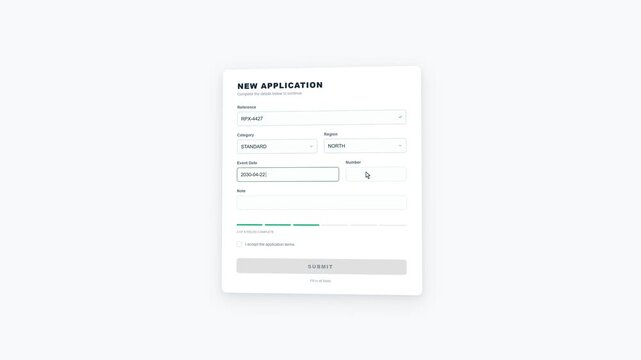 Online application form filling and submit confirmation. 4K Video