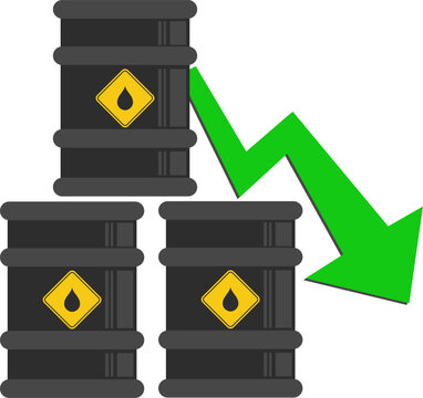 Crude oil barrel price down decrease green arrow vector design