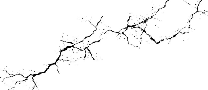 Thin Branching Surface Cracks Spreading Diagonally With Fine Fracture Lines and Distressed Crack Pattern Texture Overlay
