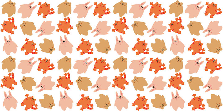 Geometric puzzle background in Escher style with tightly fitting interlocking animal shapes in orange, peach, and beige tones