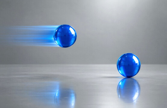 blue glass spheres (special relativity concept)