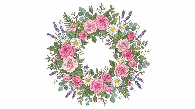 Floral rose wreath
