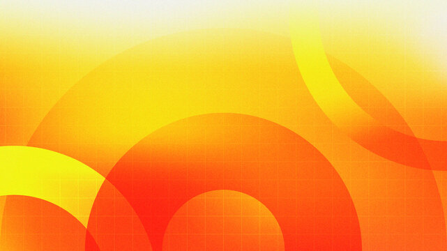 Gradient orange and yellow with circle shapes element. Abstract shape illustration background. Modern, minimalist design. Grainy, noisy textured background.