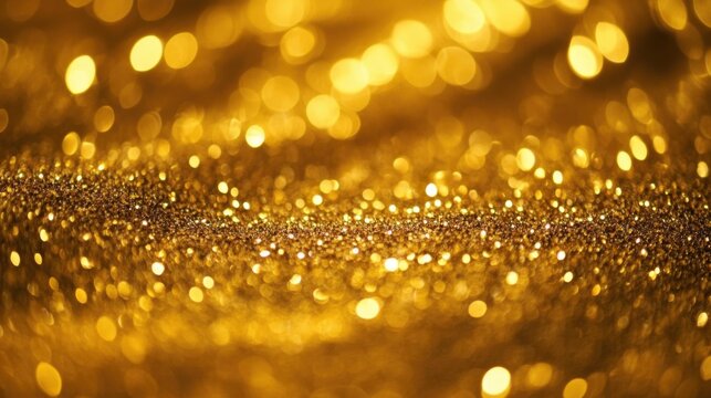 Abstract Golden Glitter Background with Soft Bokeh Lights