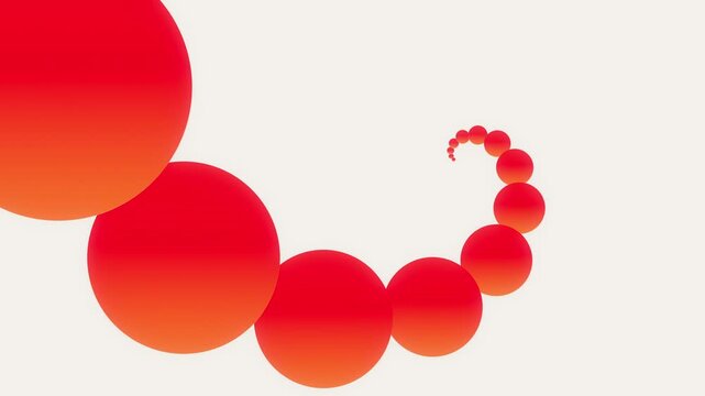 Red and Orange Gradient Spheres Spiral on Beige Background