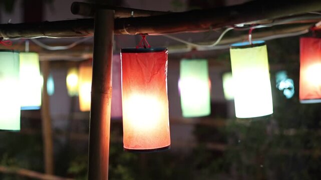 lights lantern in motion Luang Prabang Laos