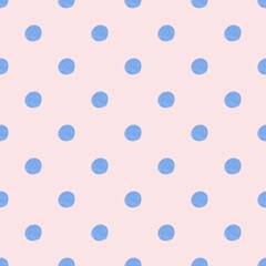 Seamless Pattern With Hand Drawn Blue Polka Dots Hand drawn Background  © Annie