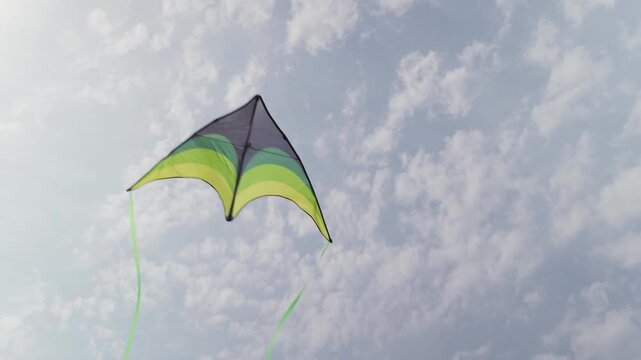 A kite in the sky slow motion strong wind