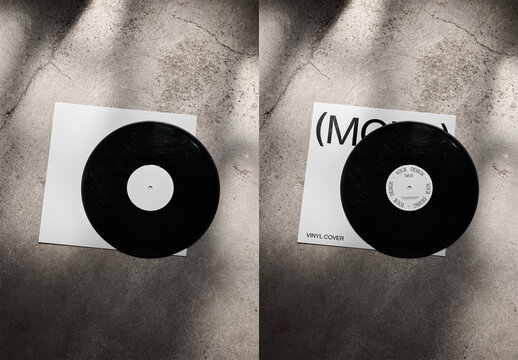 Mockup Of Vinyl Record On Customizable Sleeve, Top View