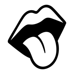 vector silhouette of a mouth with a protruding tongue © Menhikki