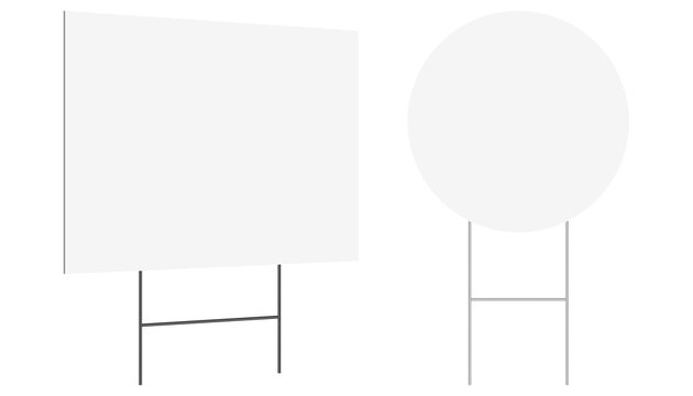 Blank corrugated yard sign real estate mockup set png image on transparent background. White lawn board pack