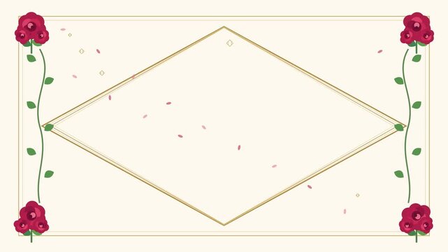 Elegant rose frame animation 4k background with romantic floral design