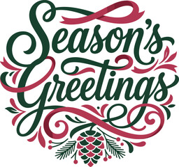 Festive season s greetings lettering with pinecone and floral ornament © BH Manik Khan