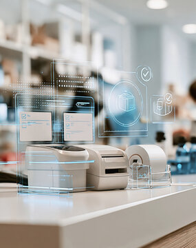 Retail Checkout Training Station with Digital Workflow Interface in Contemporary Retail Setting