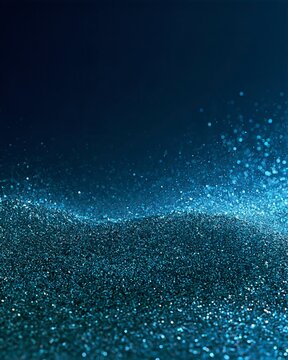 Blue Glitter Particle Wave with Generous Copy Space