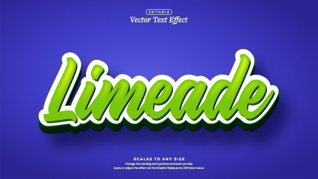 Limeade green script lettering with white outline and dark green 3d extrusion on royal blue background