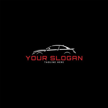 Car silhouette highlight logo template with black background