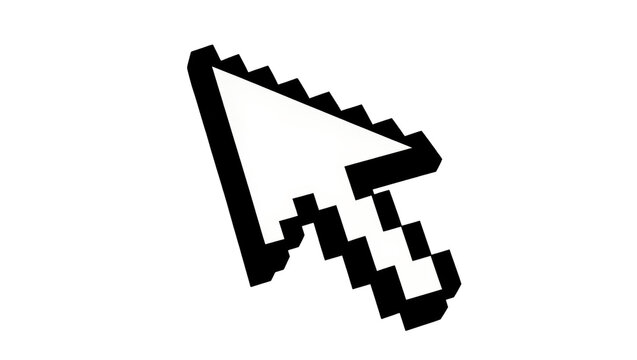 Pixelated computer mouse cursor arrow pointer, isolated on transparent background