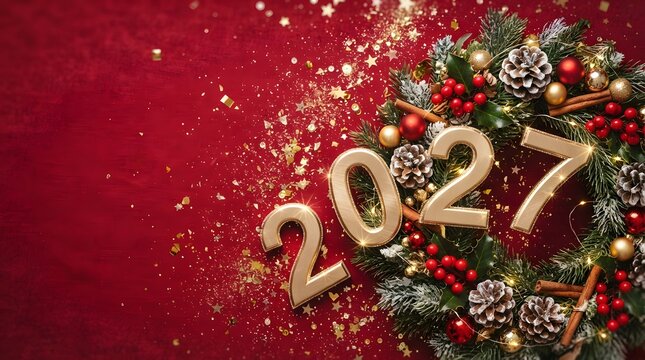 Celebrating the joyous arrival of the year 2027 with festive decorations sparkling lights and heartfelt wishes for a season filled with peace love and happiness